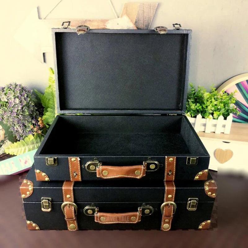 TRAVEL TALE European retro hand suitcase wood box antique vintage hand luggage bag