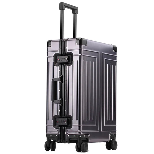 Luxury Aluminum Alloy Travel Suitcase with Password Lock and Wheels